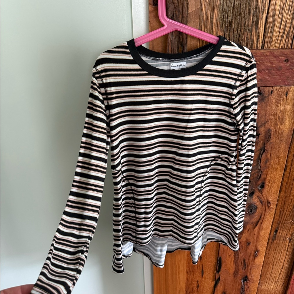 Love, Fire Black and White Striped Girls Tunic Top